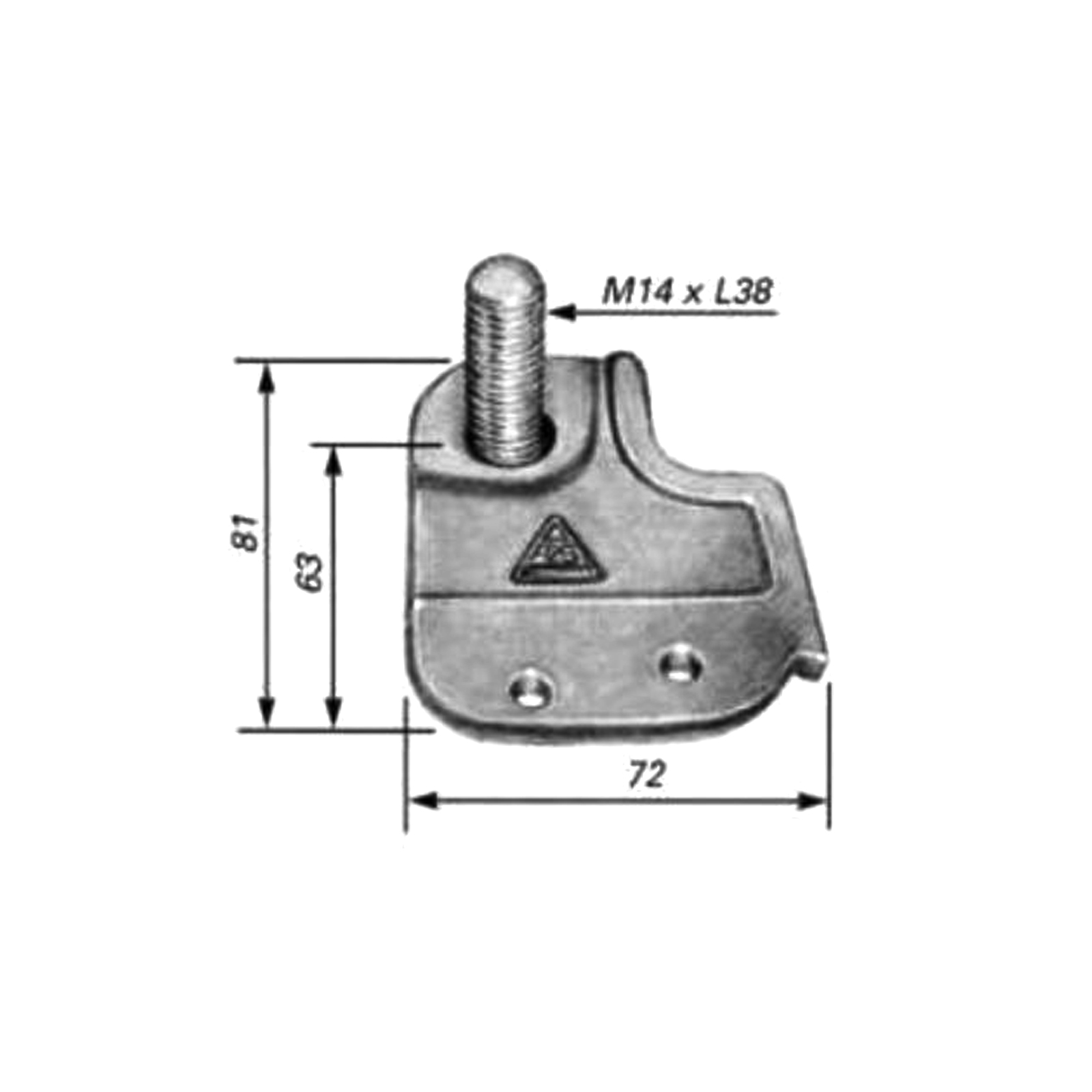 FBS Anschweißplatte kurz, links, 81 x 72 mm