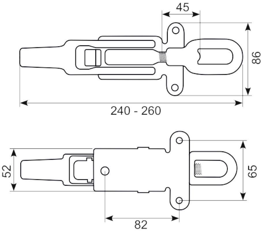 Exzenterverschluss, verstellbar, 240-260 x 86 mm