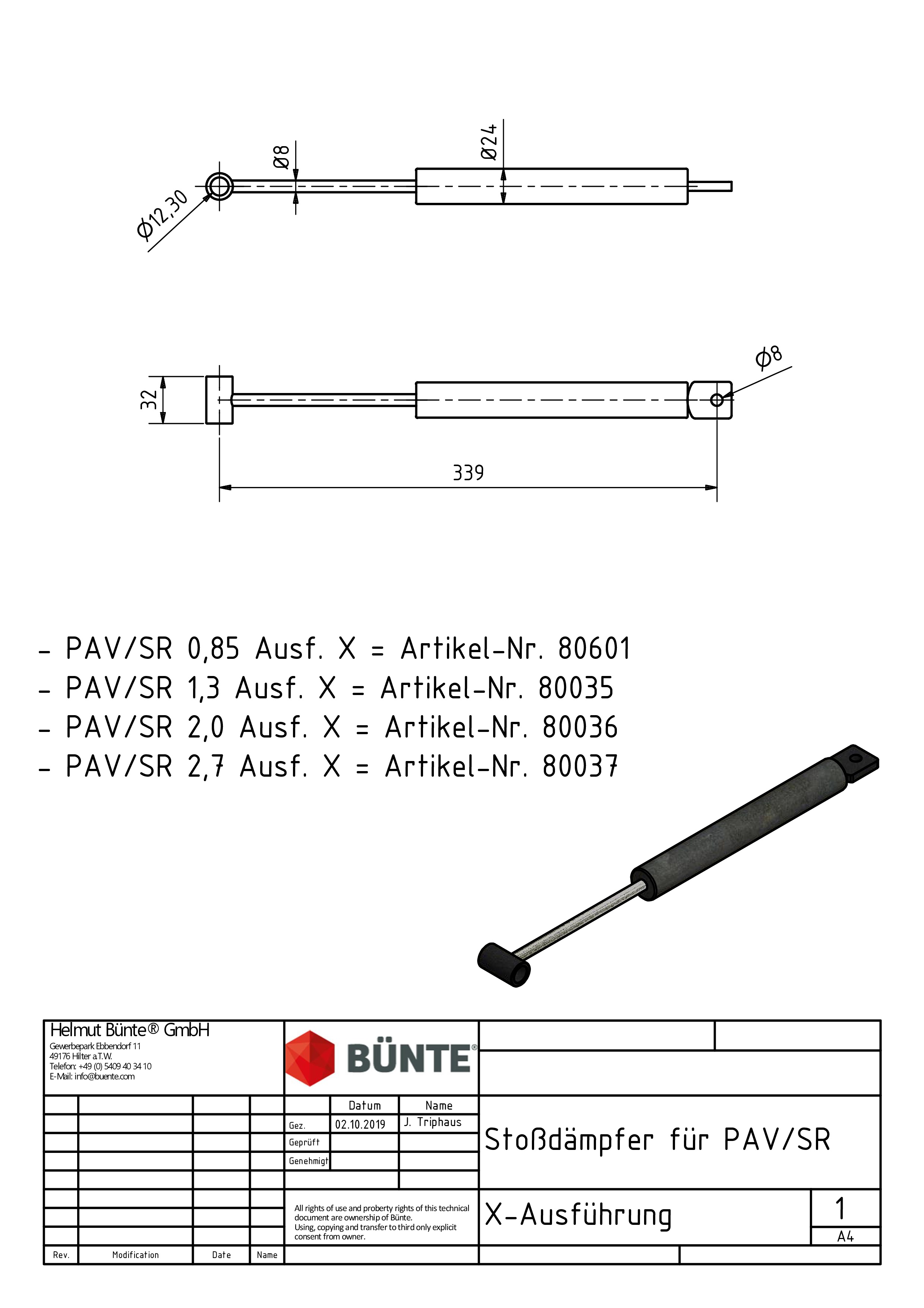 Auflaufstoßdämpfer, f. PEITZ PAV/SR 2,0 X, Ø 24 mm