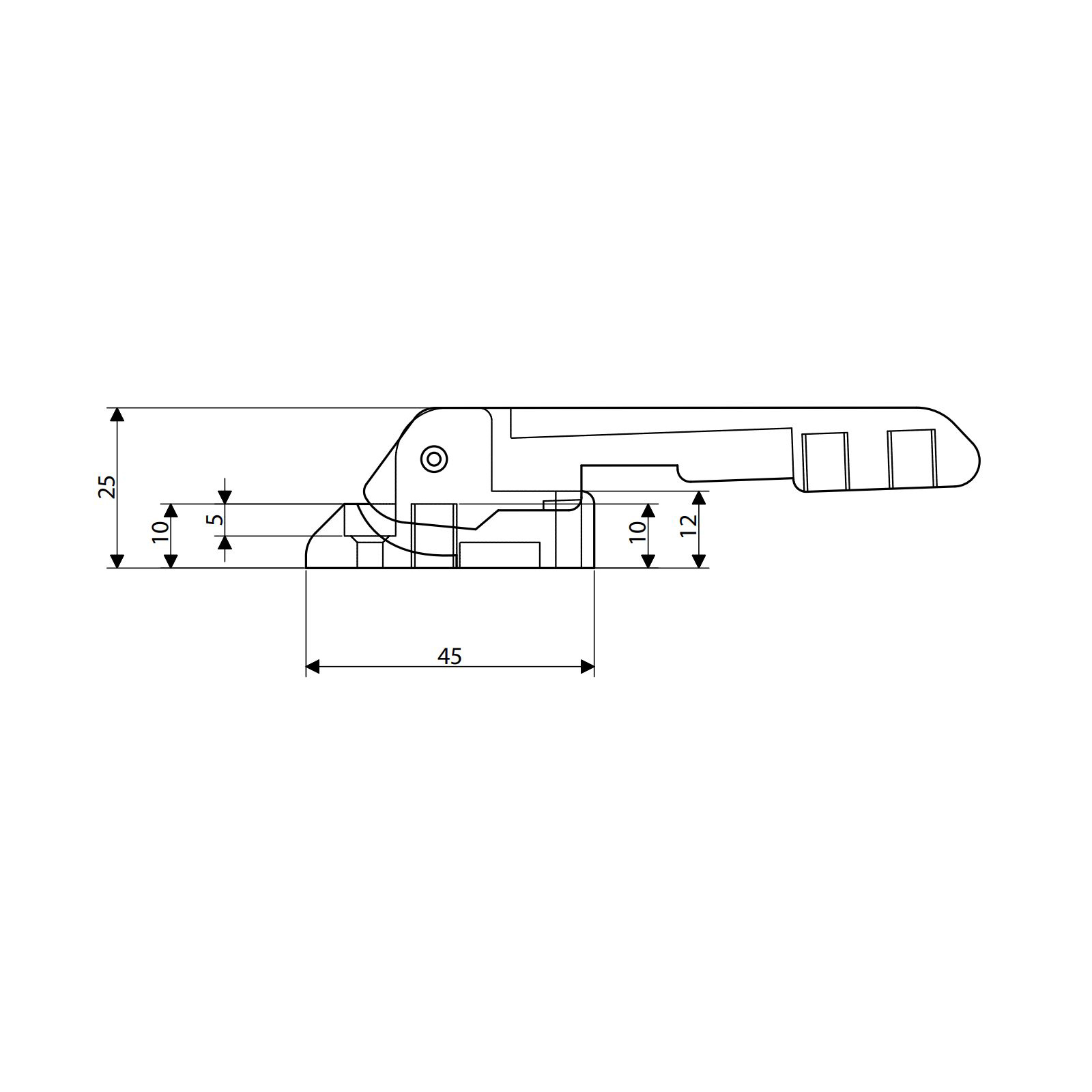 Scharnier, 32 x 105 x 25 mm