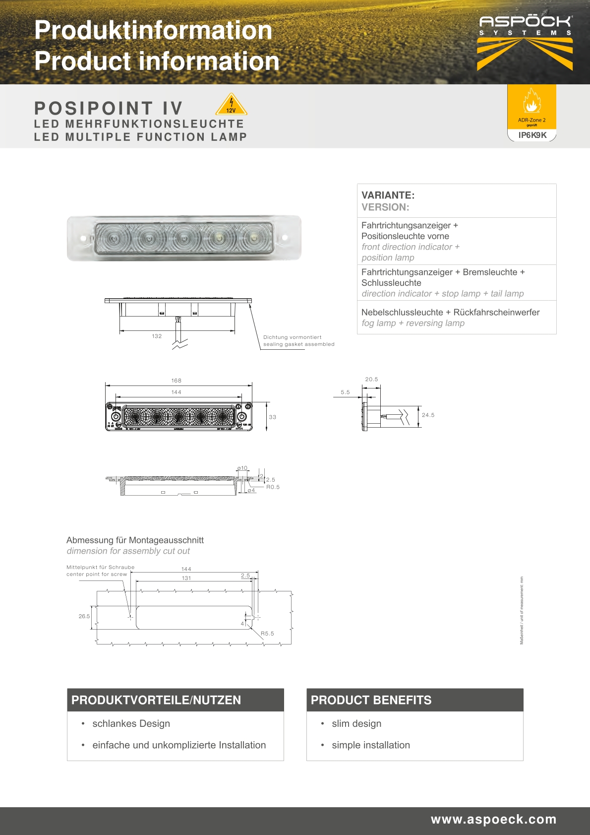 ASPÖCK Posipoint IV LED Mist- en achteruitrijlicht