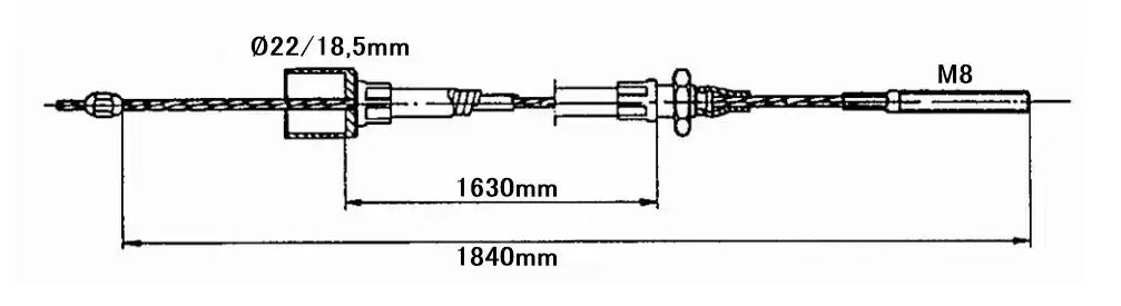 NORDIC Remkabel, HL 1630/GL 1840 mm, voor KNOTT