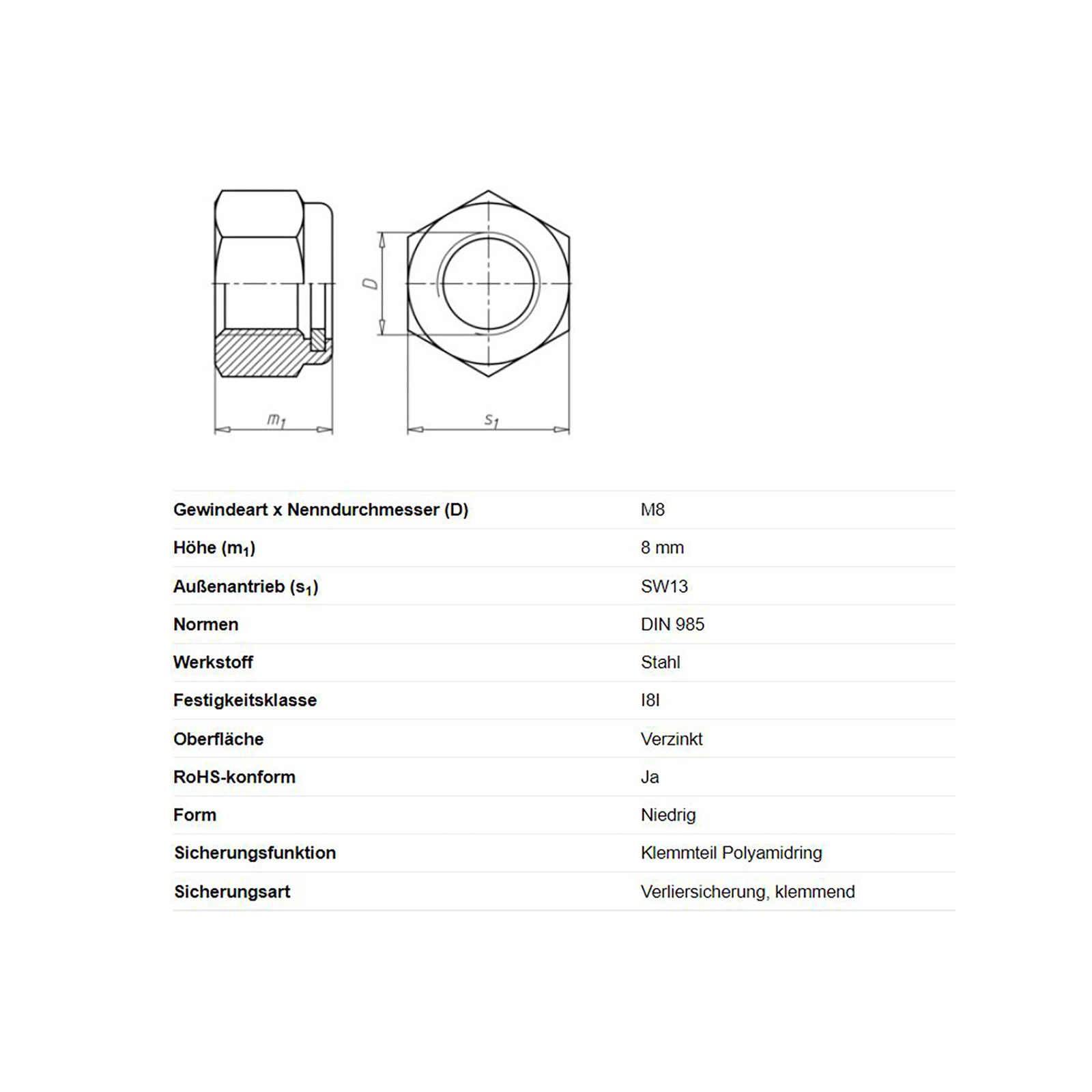Hexagon nuts, DIN 985
self loc