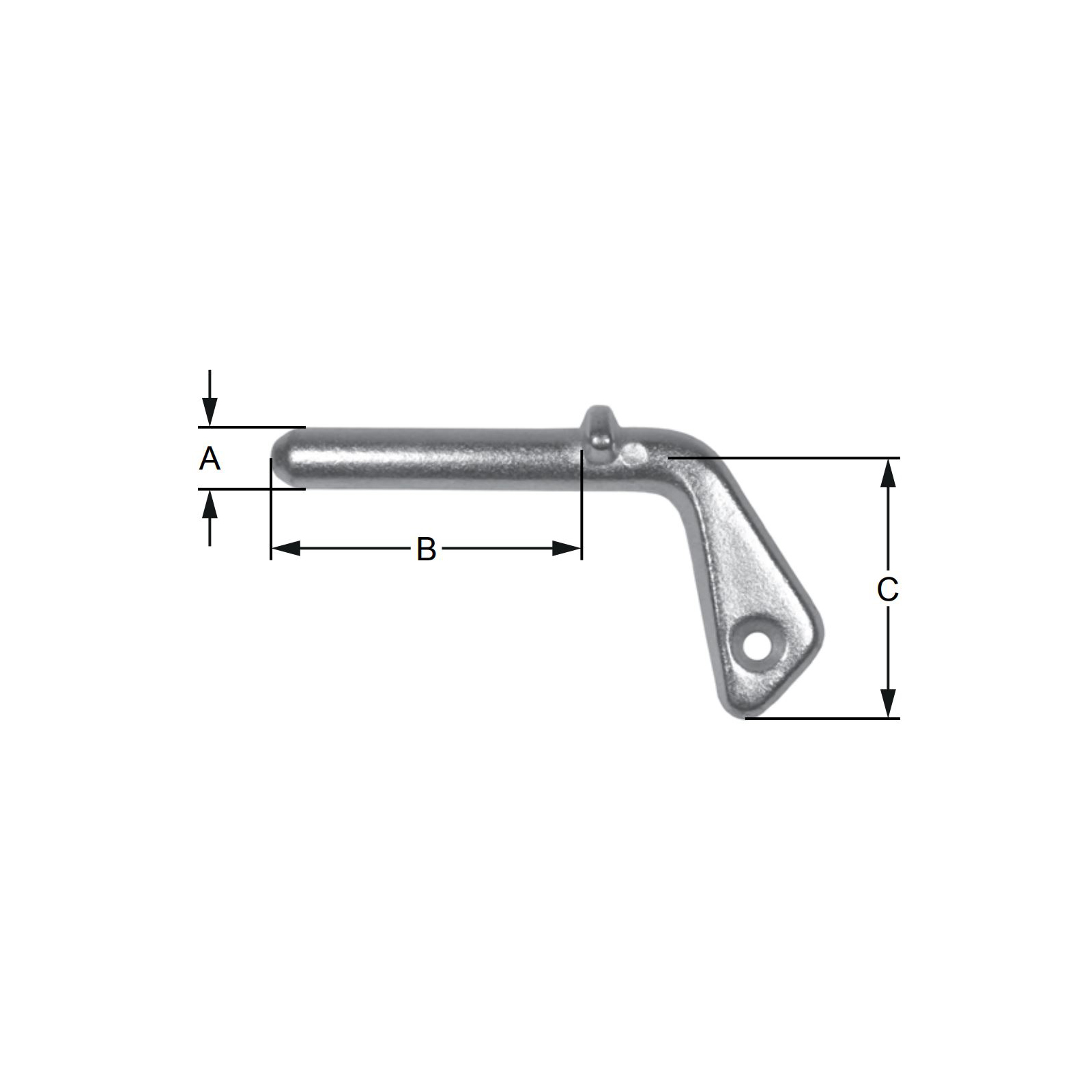 Insteekbout, Ø 16 x 78 x 64 mm, met ketting/haak