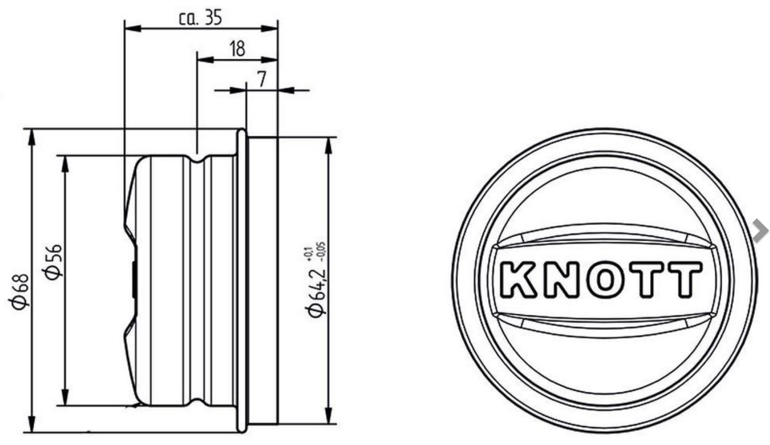 KNOTT Naafdop Ø 64 mm