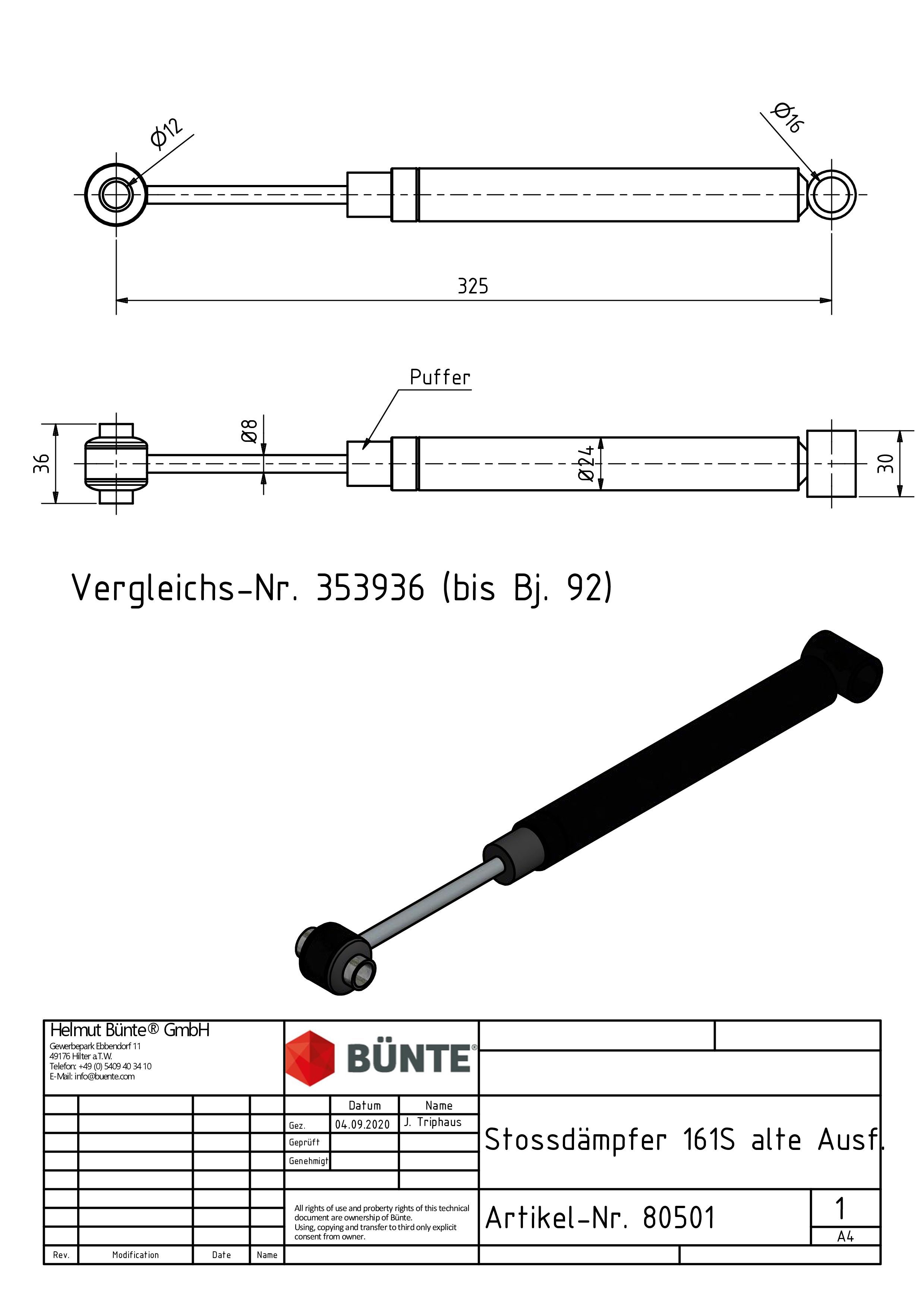 Auflaufstoßdämpfer, f. AL-KO 161 R/S, Ø 24 mm