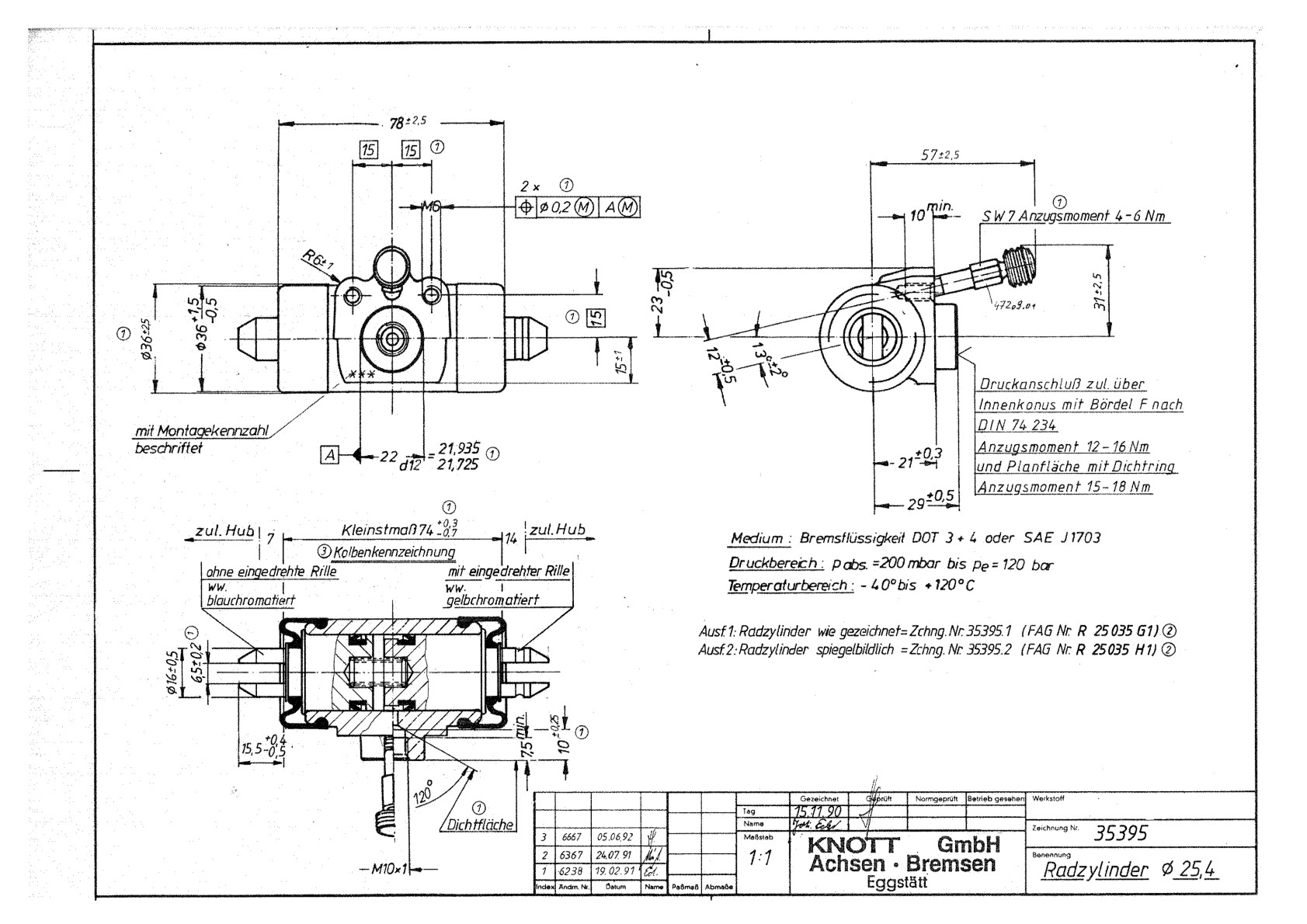 Wheel cylinder, right, 25,40 m