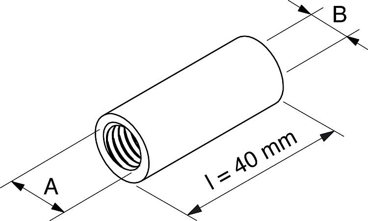 Reduziermuffe, M10/M12, 40 mm