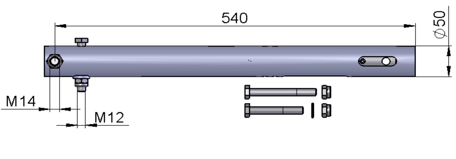 WAP Zugstange m. Auflaufstoßdämpfer, Ø 50 x 540 mm