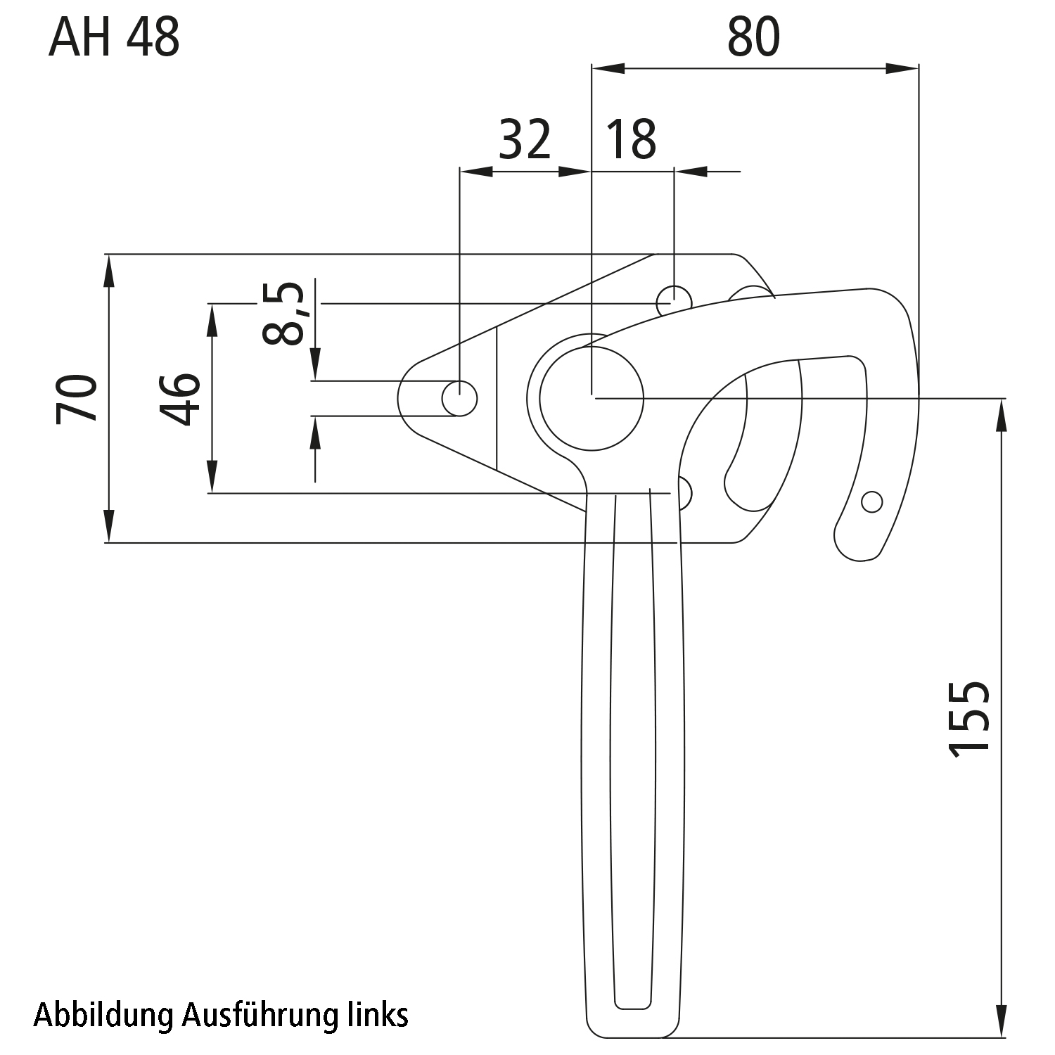 size 1: 180mm handle length, l