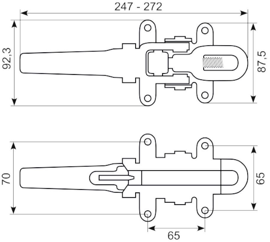 Exzenterverschluss, verstellbar, 247-272 x 92,3 mm