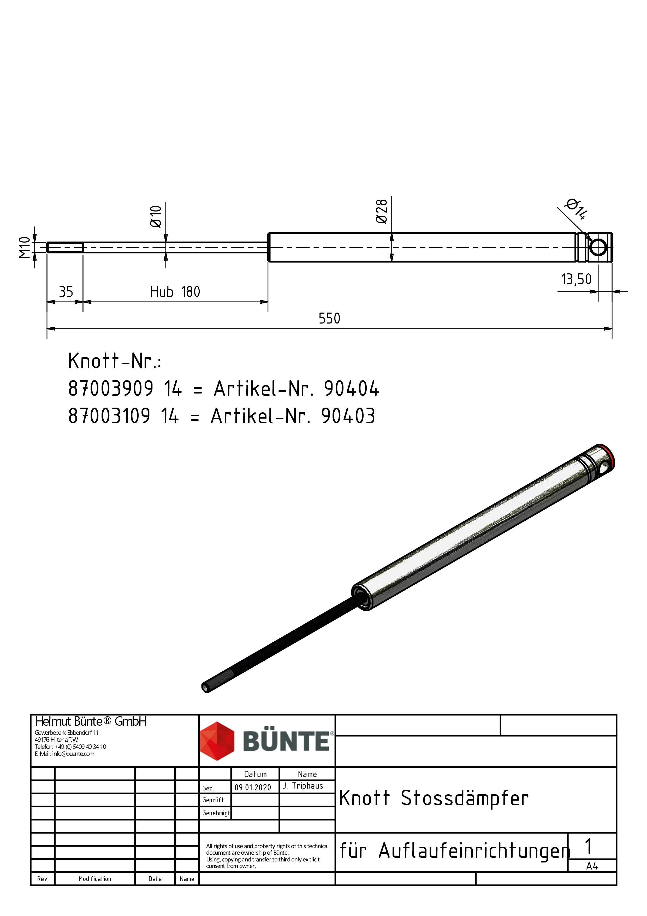 KNOTT Oploopremdemper, voor KF 30-E/KRV 30-B