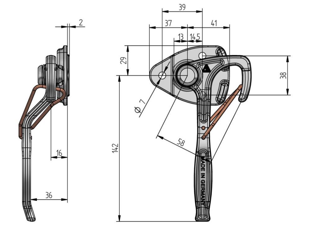 FBS Industry hoeksluiting links, 142 mm, verzinkt