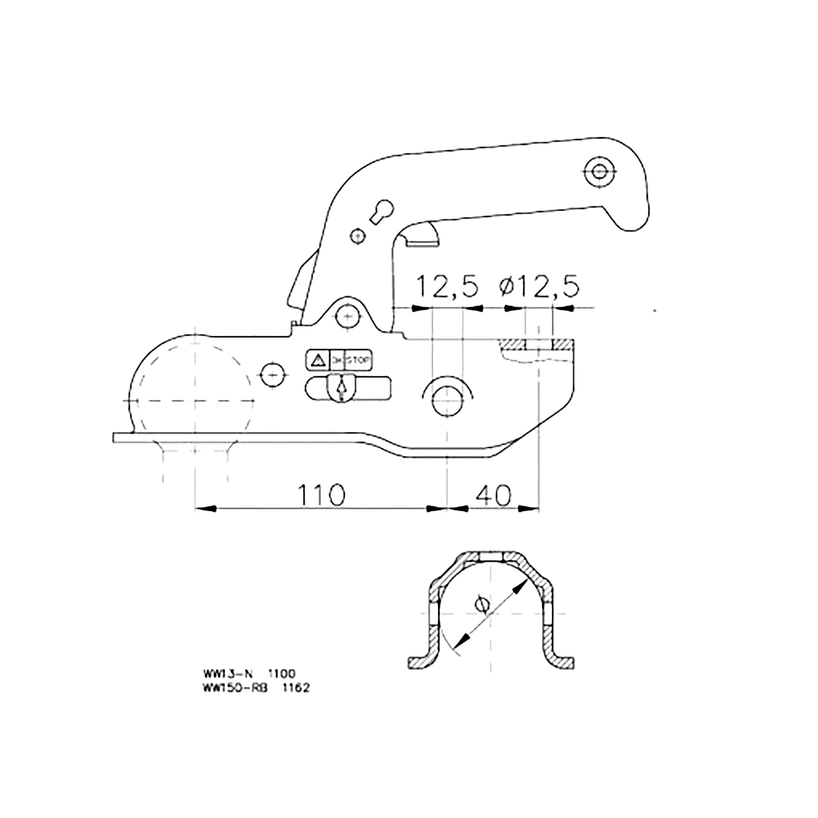 WINTERHOFF WW 13-N, -1500 kg, Ø 45-46 mm