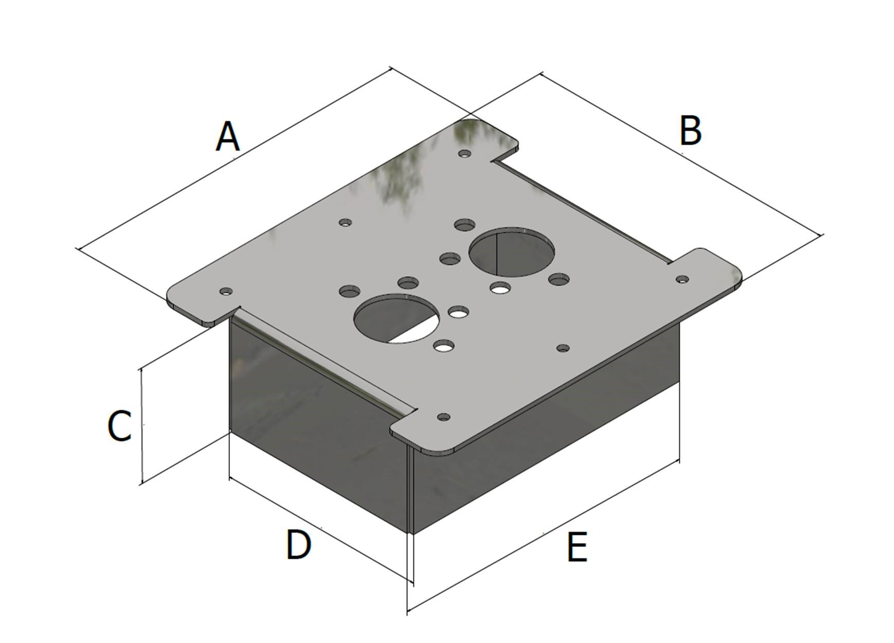 Inbouwflens Planar 2D 40mm, 160x150x2mm