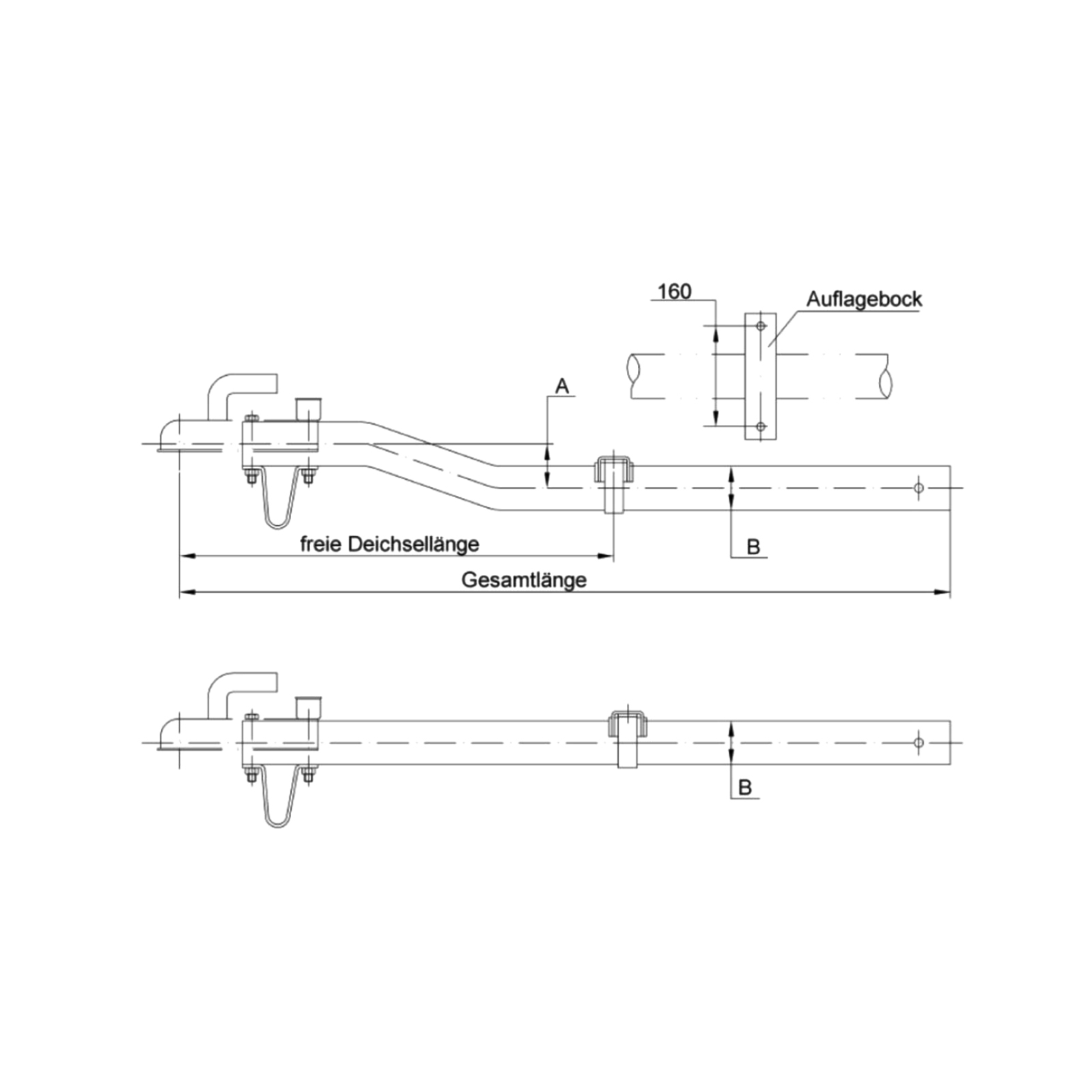 SCHLEGL Zugdeichsel FS10, 1000 kg, gekröpft