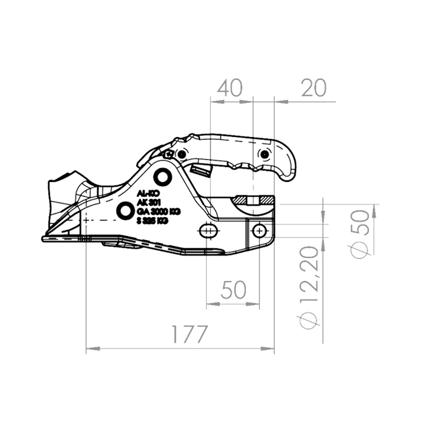 AL-KO AK 301, -3000 kg, Ø 45/50 mm
