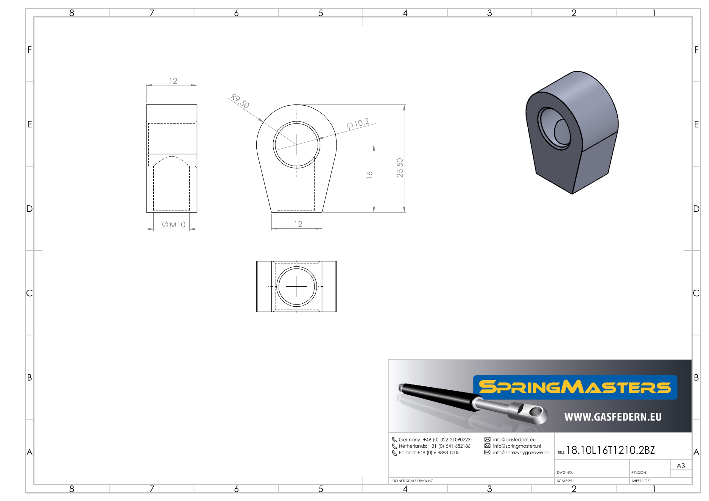 Oog M10, boorgat Ø 10,1 MM