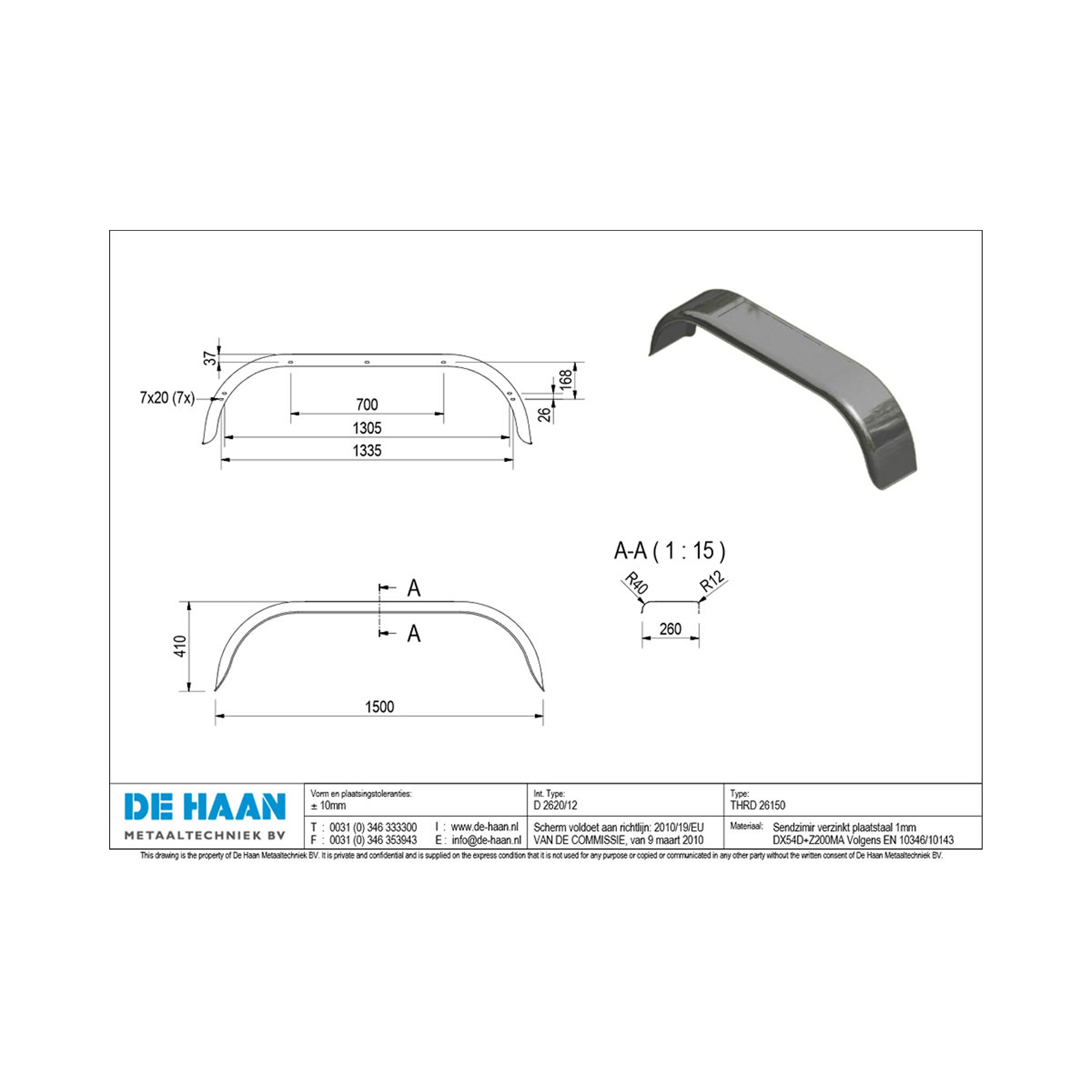 D 2620/12 260 mm 1500 mm