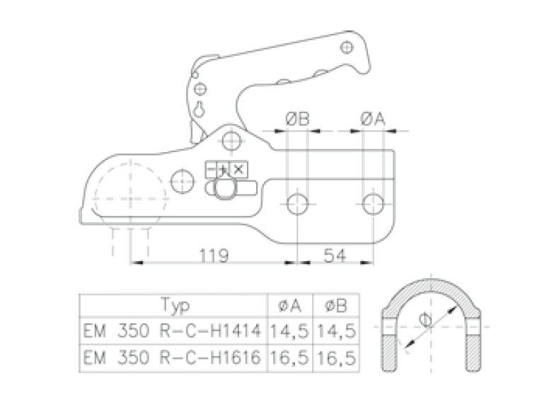 AL-BE EM 350 R CH Kogelkoppeling,  60 mm