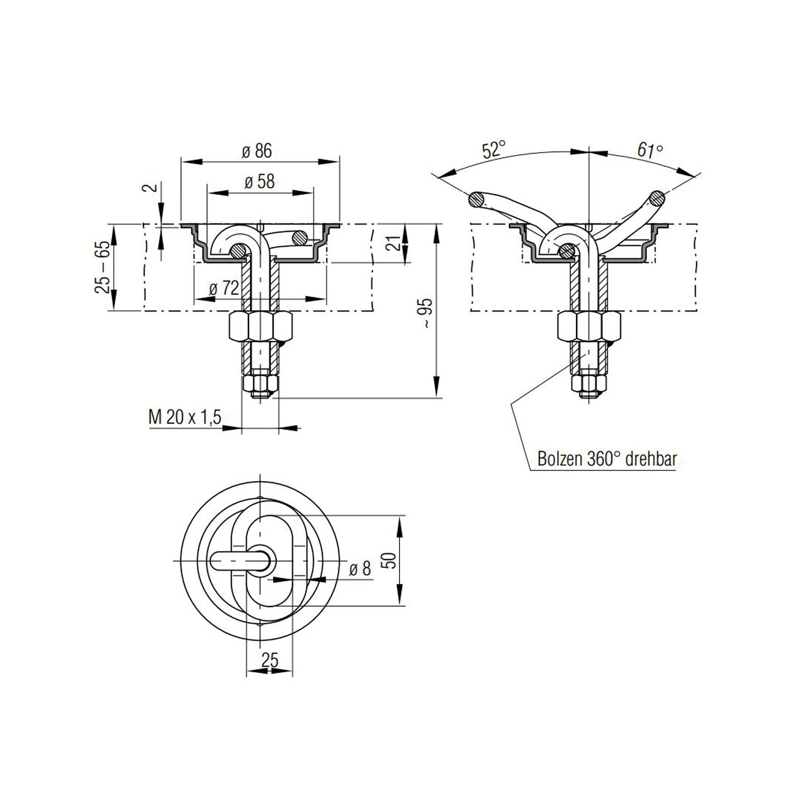 Lashing trap with screw and ri