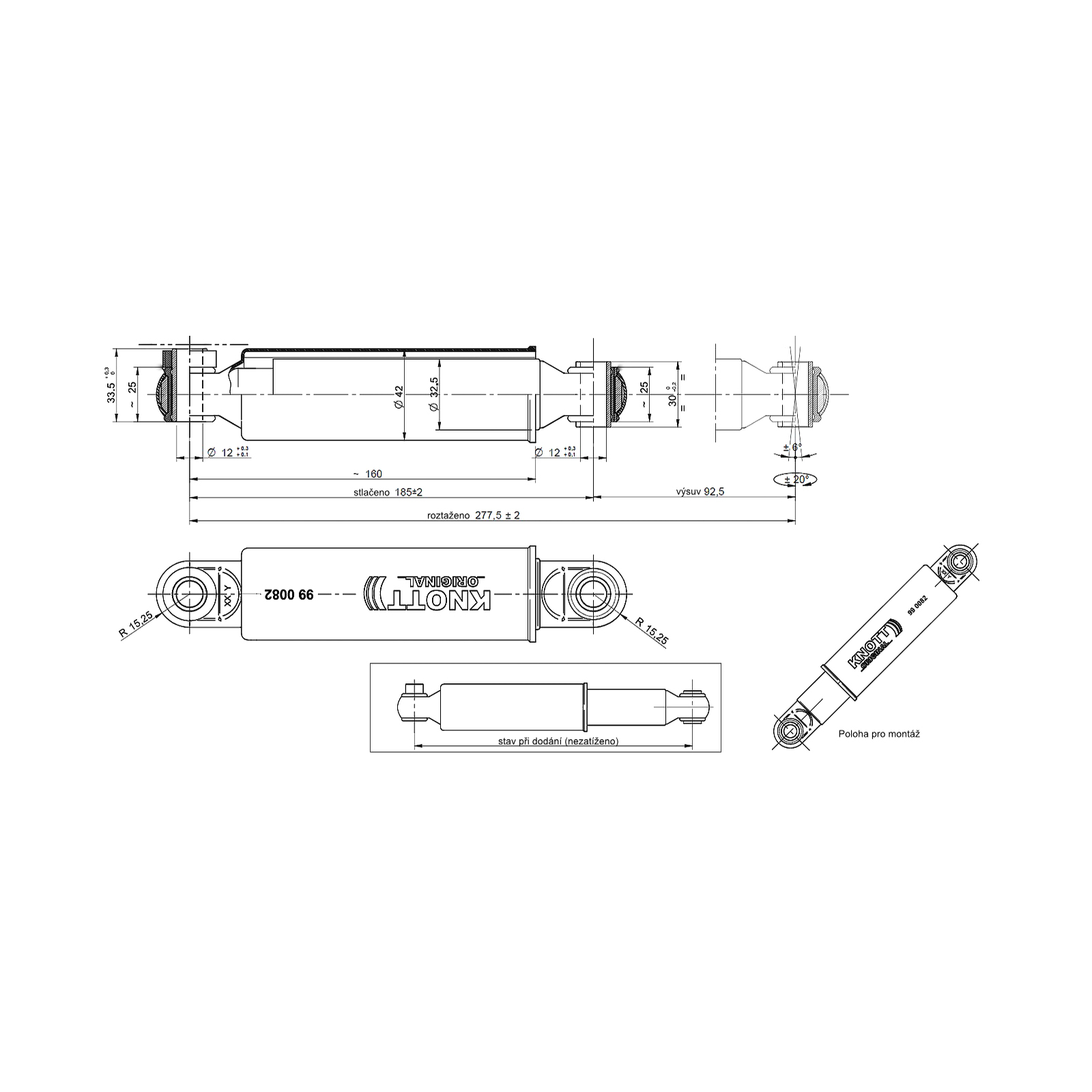 KNOTT Achsstossdämpfer, hyraulisch, 185 mm