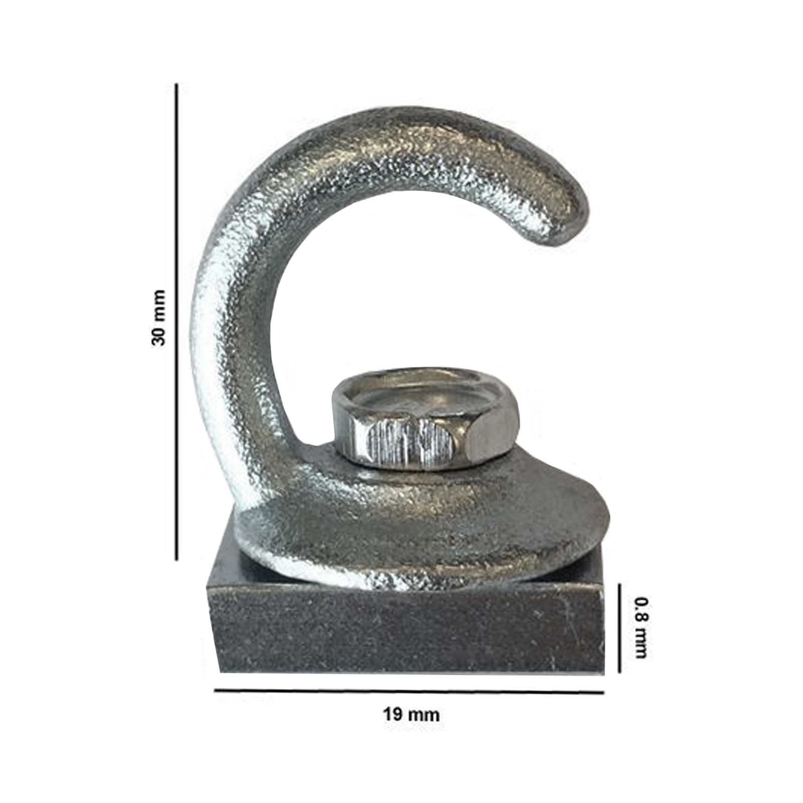 Seilhaken, 19 x 30 mm, m. Aluminiumprofil 0,8 mm