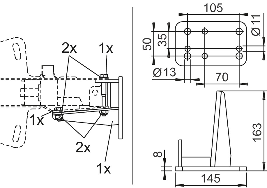 AL-KO Steunwielhouder voor 161/251 S, 251 G