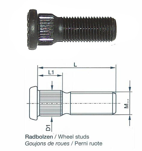 Wheel Bolts with corrugation c