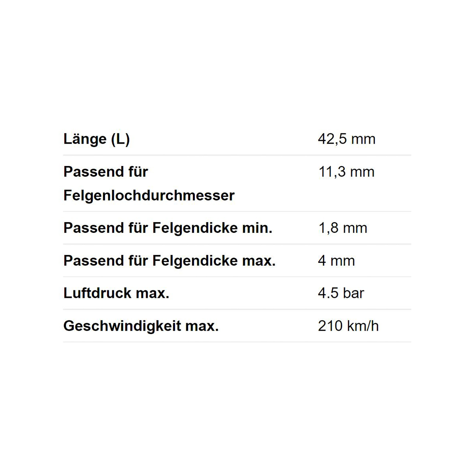 Gummiventil TR413 HAMATON, 42,5 mm