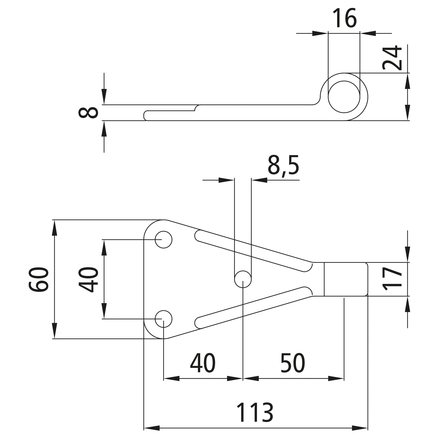 FBS Aanschroefoog, Ø 16 mm, 115 mm, uitvoering 1