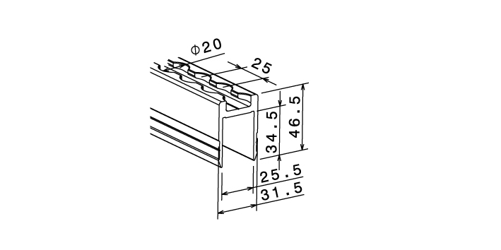 Airline-/Bordwandzurrschiene, 25,5/31,5 mm x 2 m