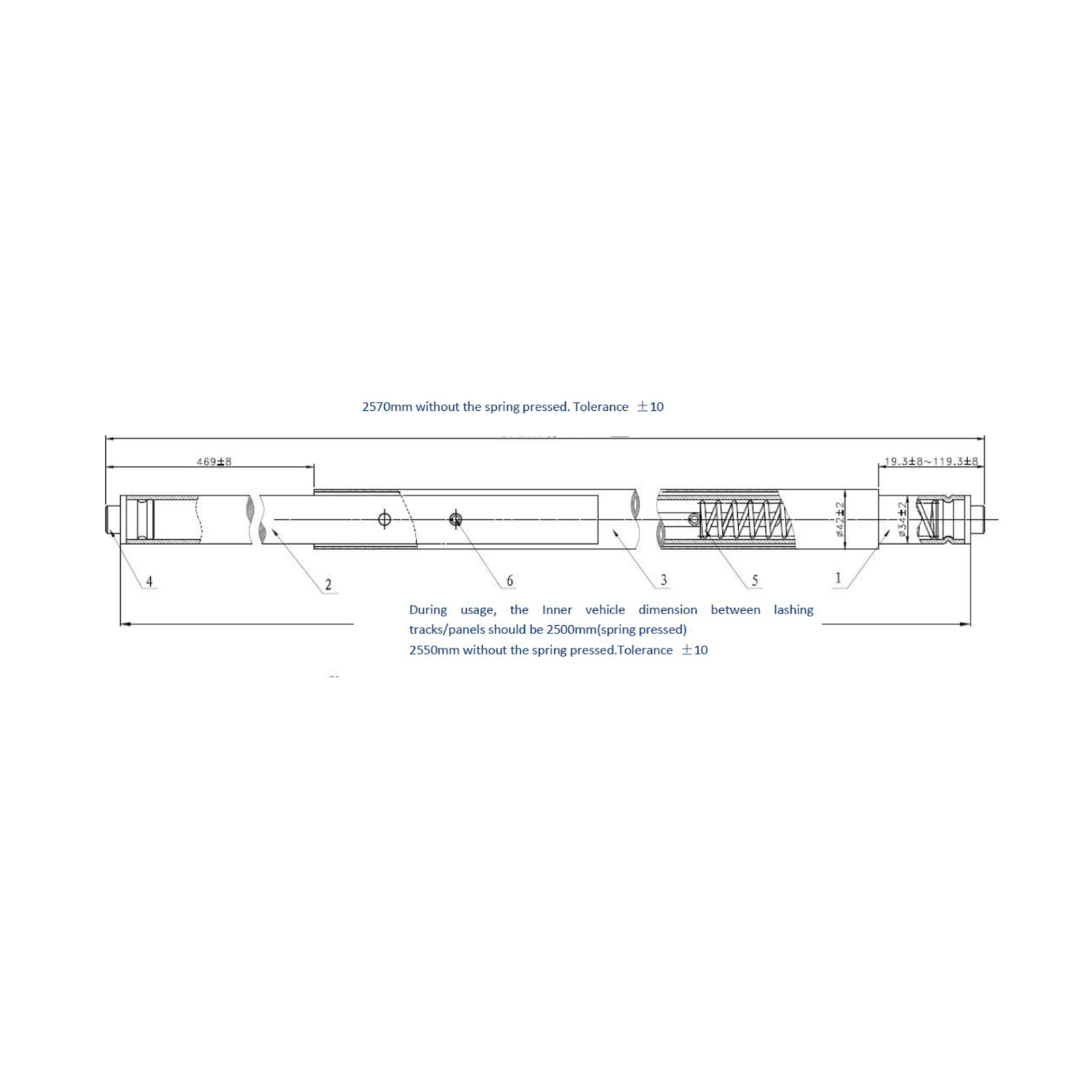 Telescope locking beam, for an