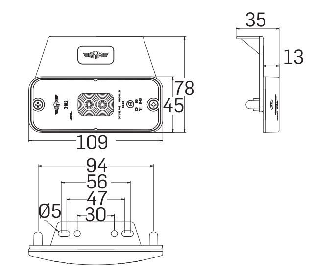 SIM 3182 Seitenmarkierungsleuchte LED gelb