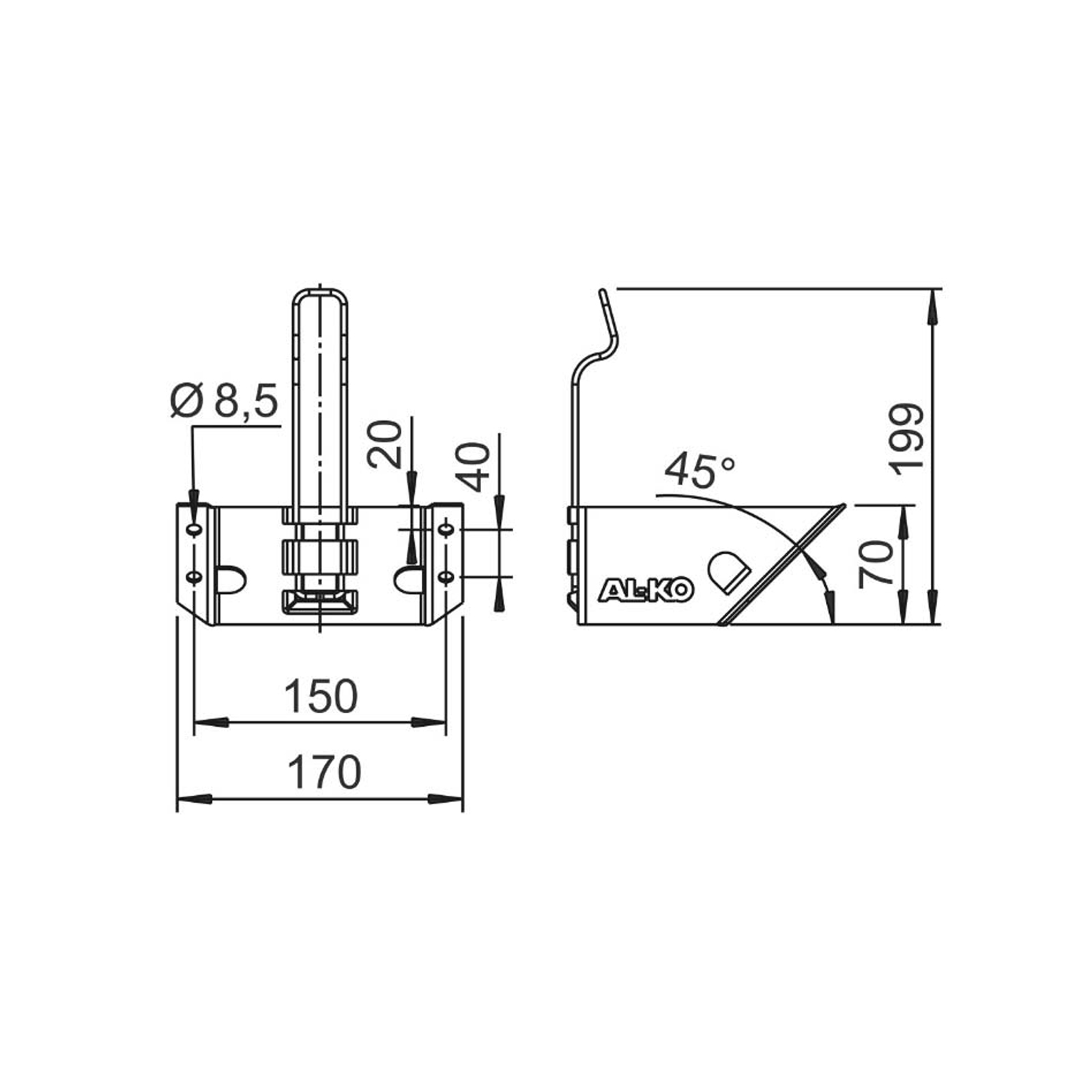 Houder, metaal, verzinkt
120 m