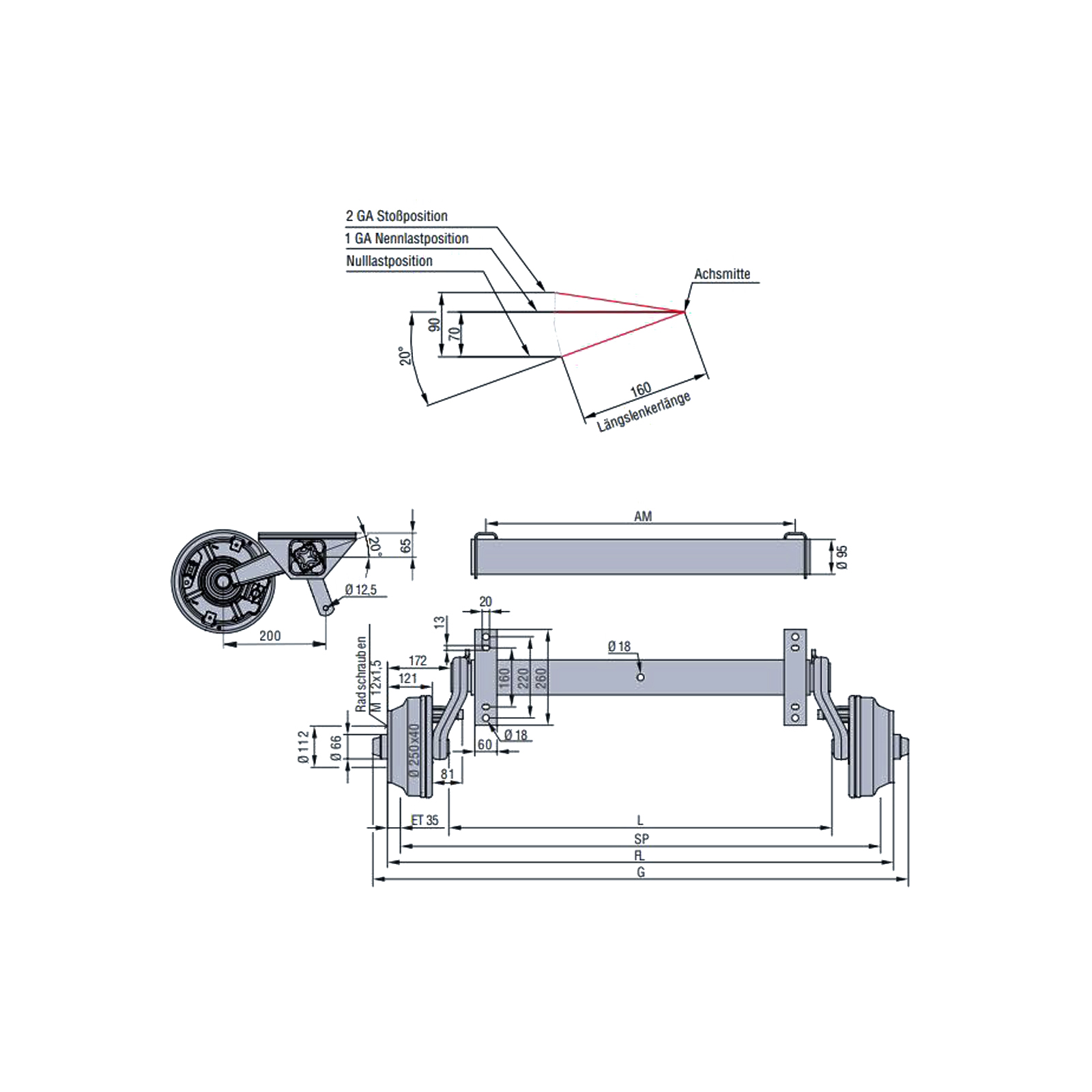 AL-KO Bremsachse CB 1805, 1800 kg, S 2504-7 RASK