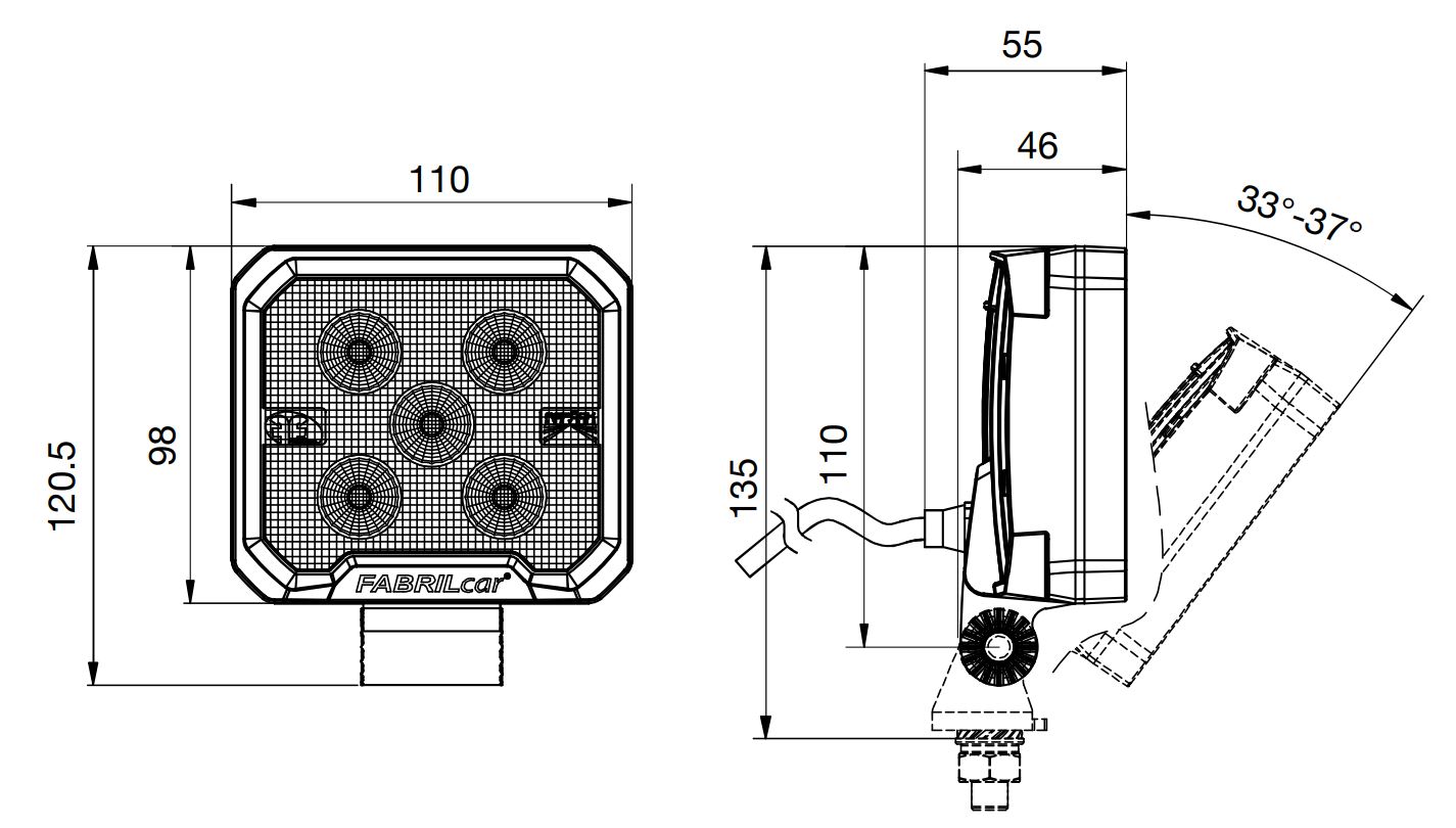 FABRILCAR Arbeits-/Rückfahrscheinwerfer 2000 F LED