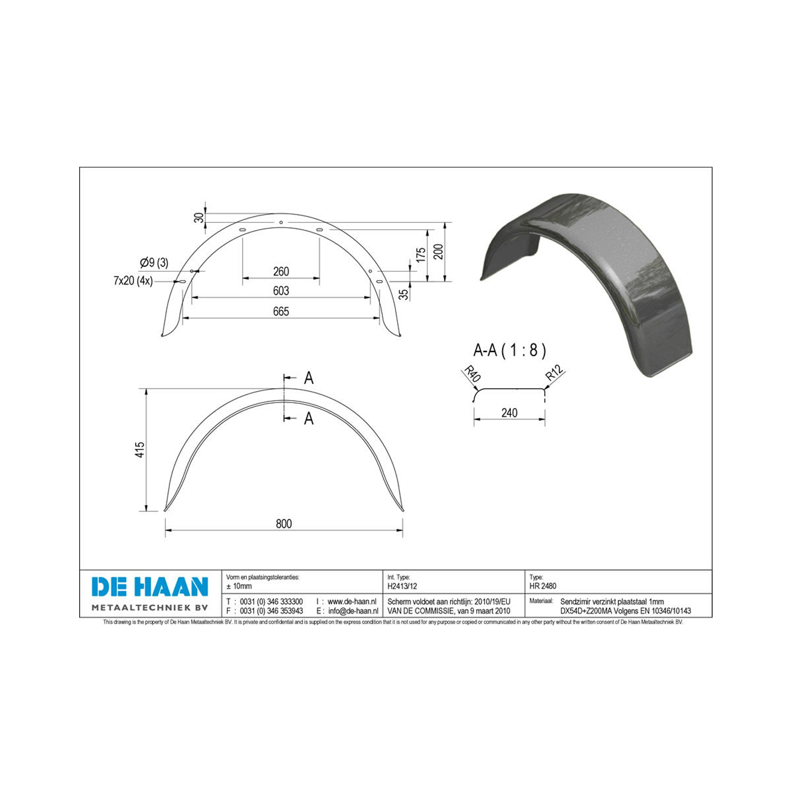 DE HAAN HR 2480 Einachskotflügel, H 2413/12