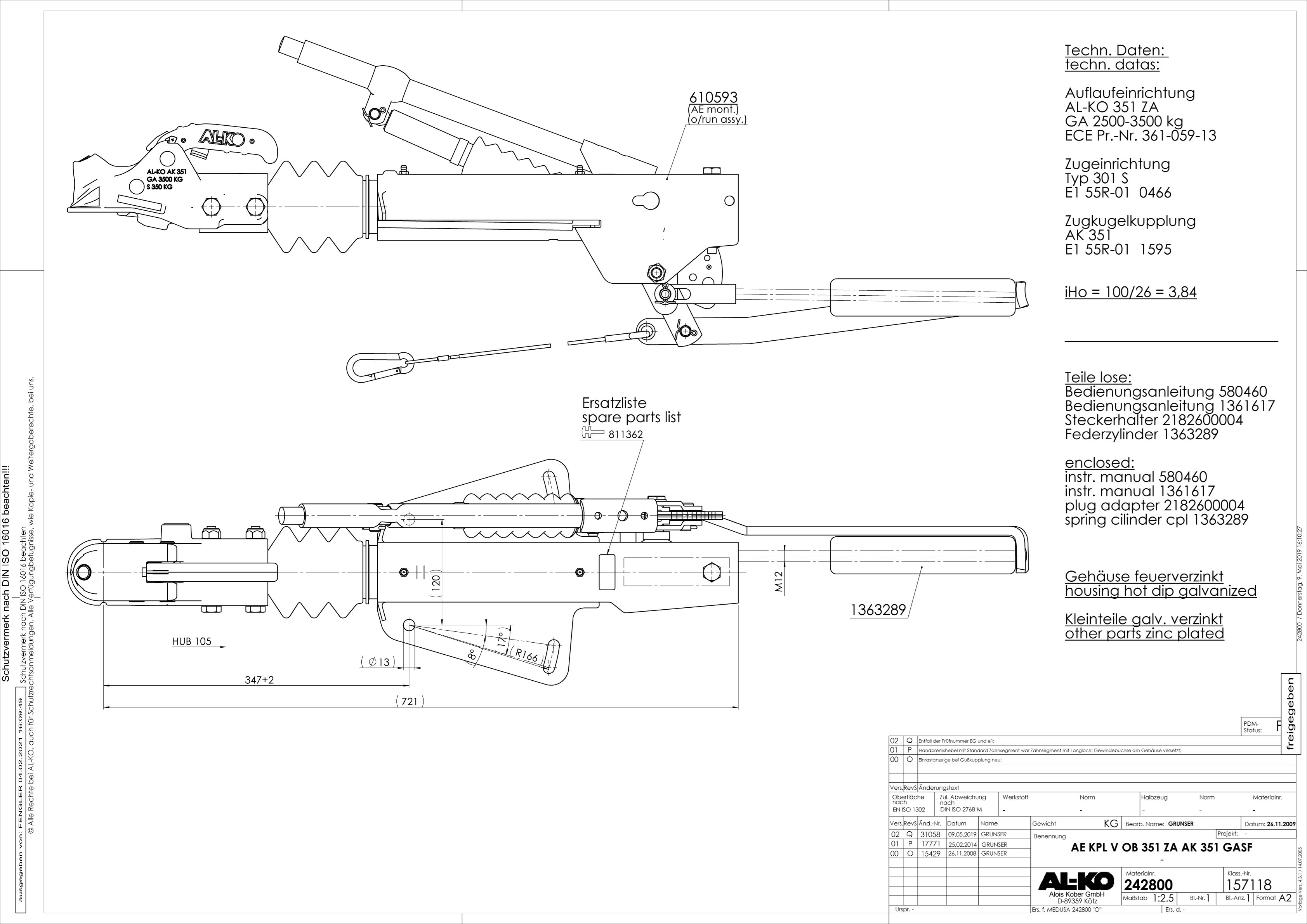 AL-KO Auflaufeinrichtung 351 ZA, 2500-3500 kg