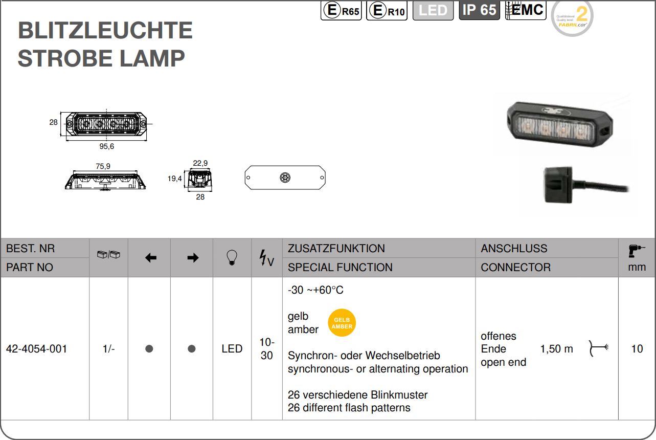 FABRILCAR Blitzleuchte LED gelb