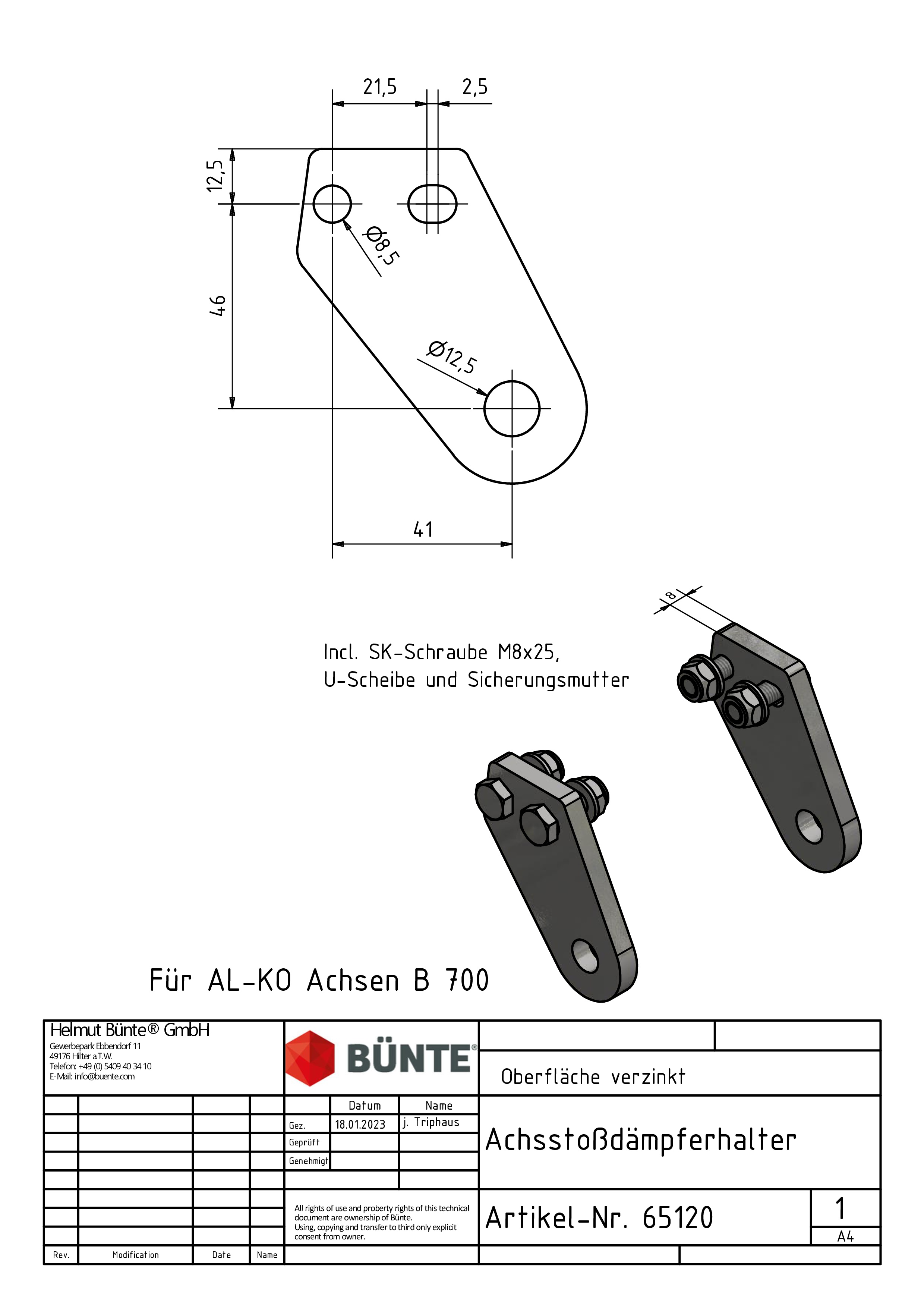 AL-KO Achsstoßdämpferhalter (2 Stück), schraubbar