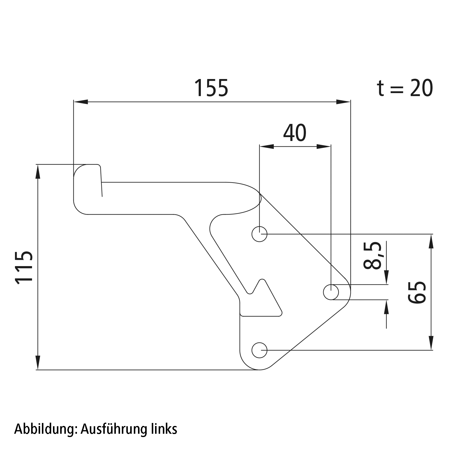 FBS Pendelbolzen, rechts, 115 x 155 mm