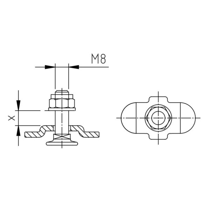 Schraubfitting, M8 x 25 mm, m. Klemmflügel