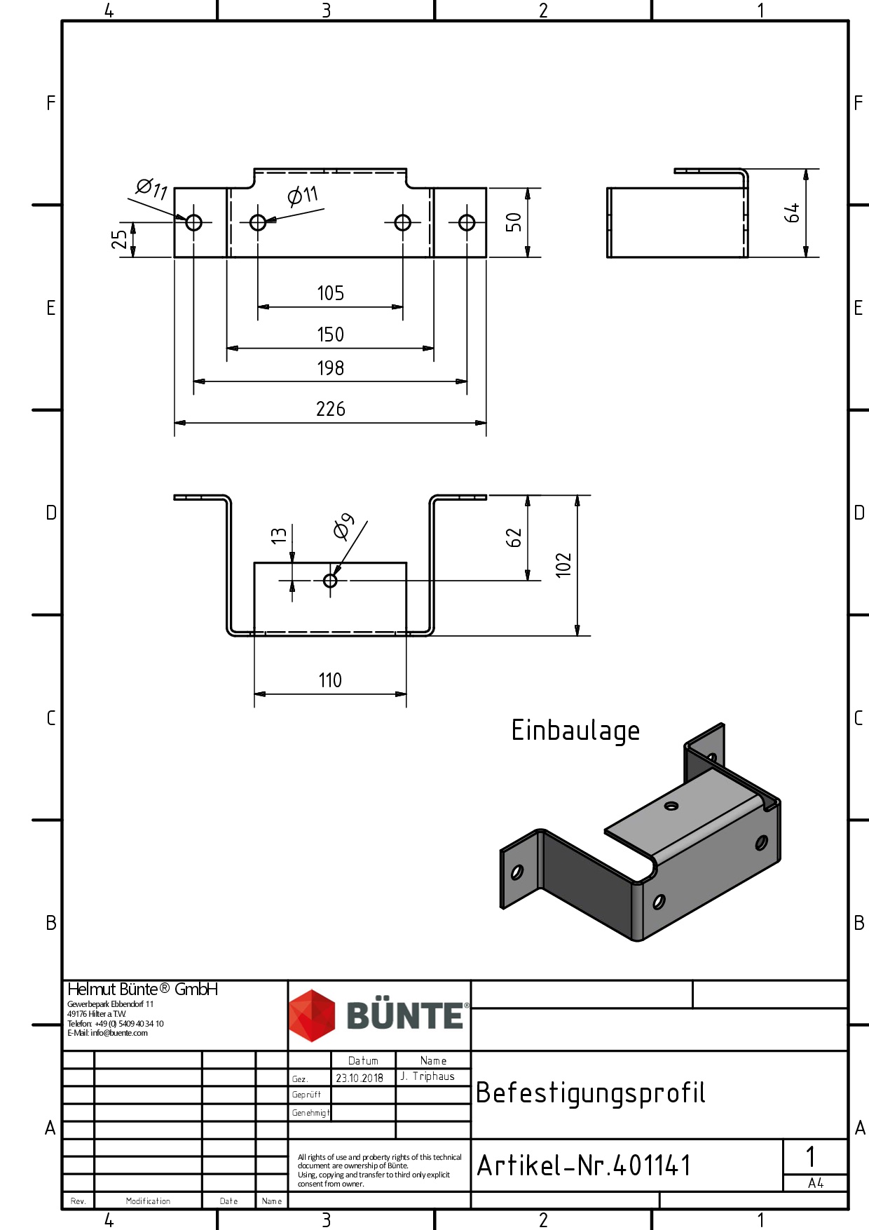 Mounting profile/ Spacer for p