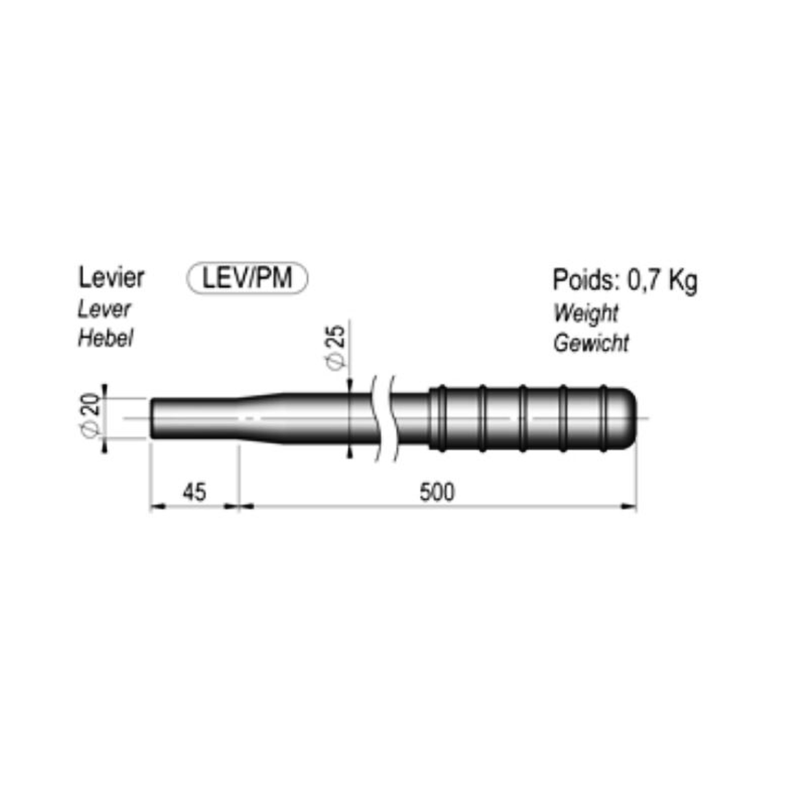 Hevel voor CHAPEL handpomp type LEV/PM