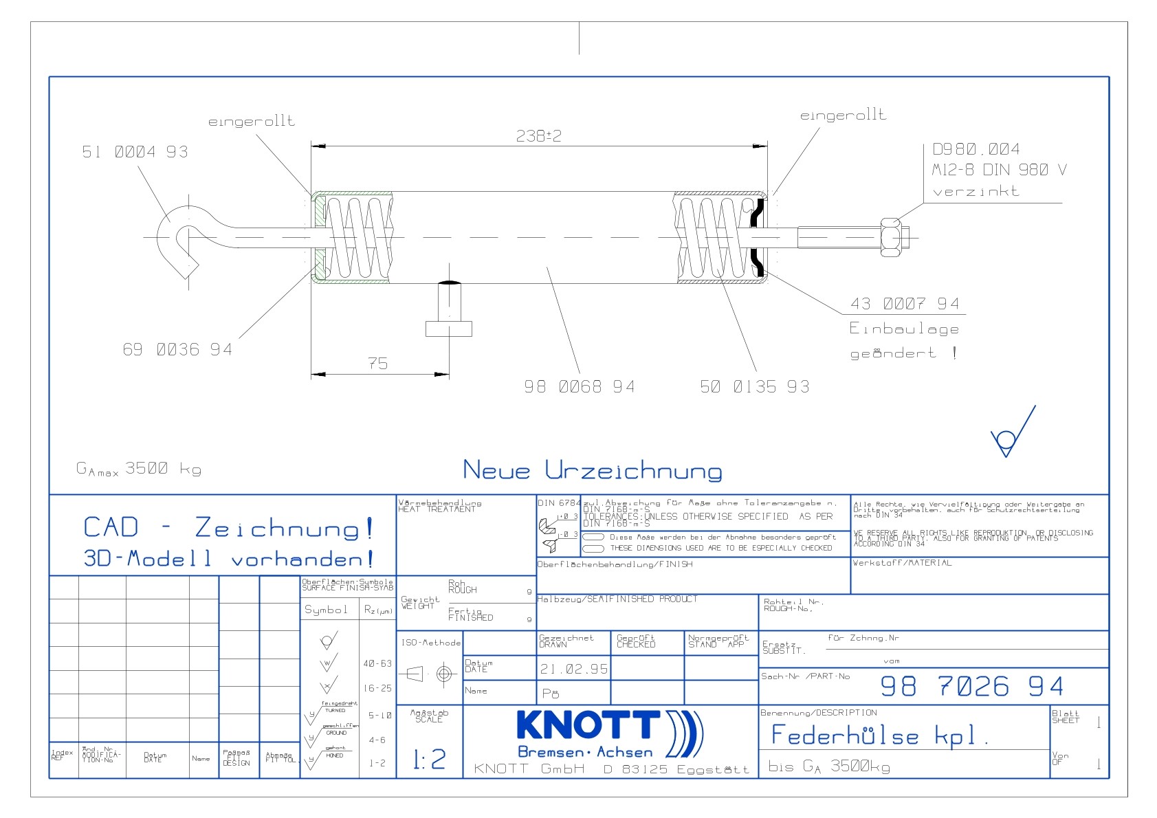 KNOTT Federhülse, Ø 48 mm, 238 mm, 2700-3500 kg