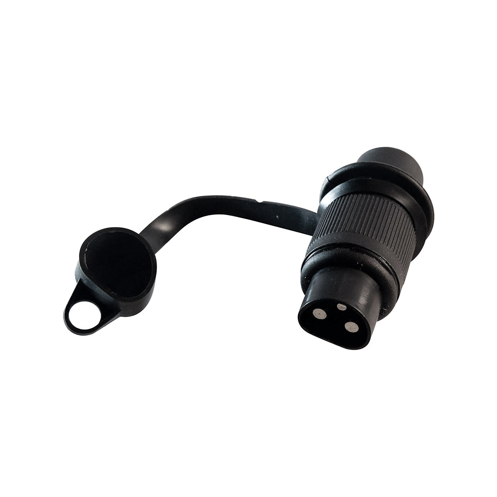 Stecker, 3-polig, m. Flachsteckschluss, Gummikappe