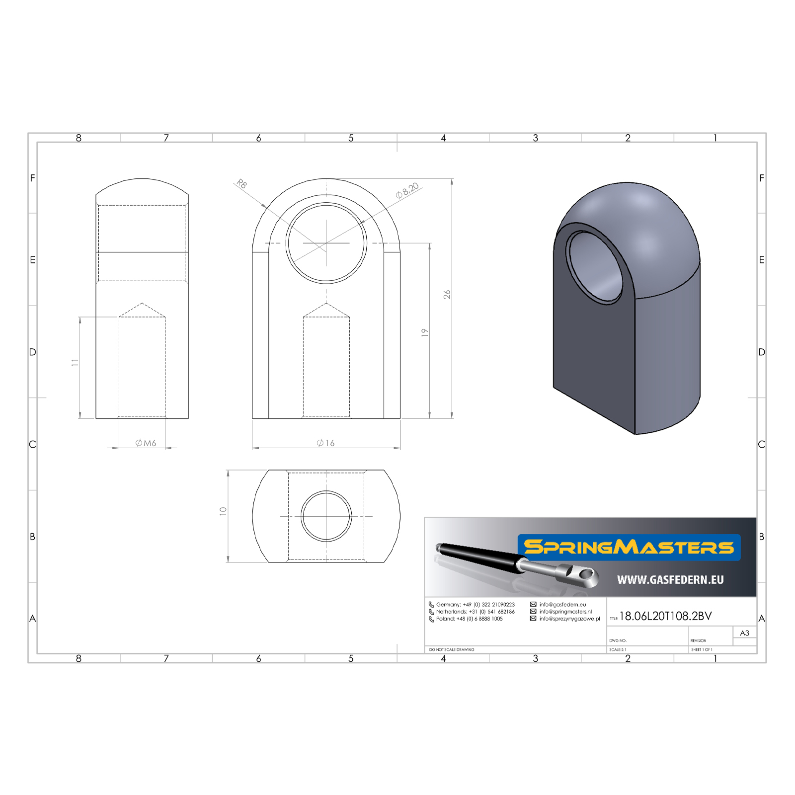 Oog M6, werkzame lengte: 20 mm