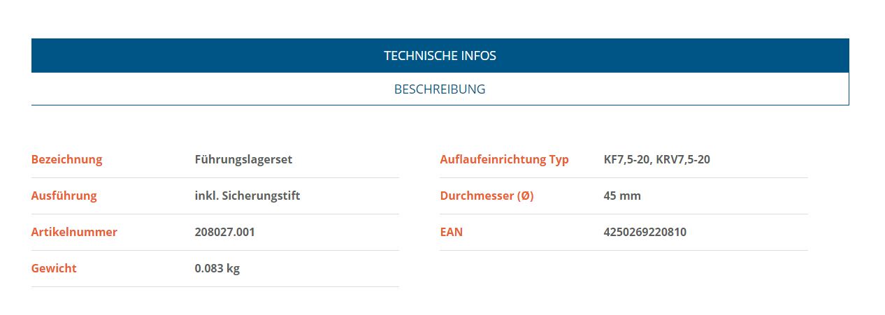 KNOTT Lagerbuchsensatz, vo./hi., f. KF/KRV7,5-20