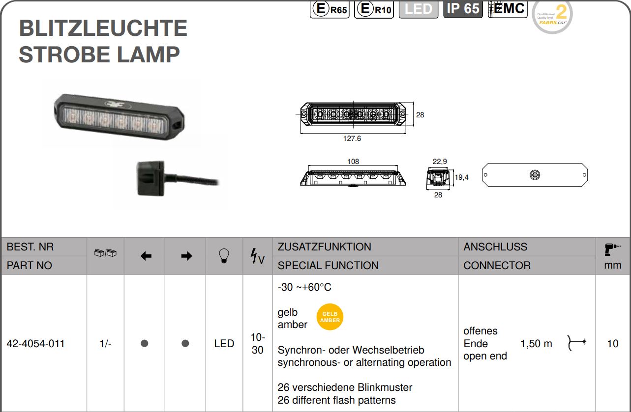 FABRILCAR Blitzleuchte LED gelb